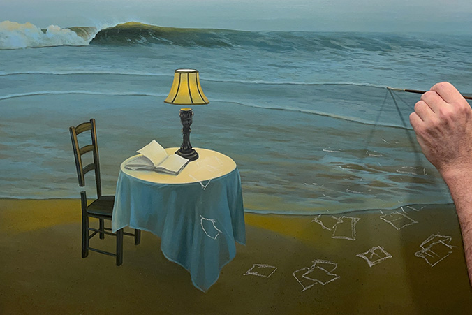 Damon Pla work in progress surreal original painting.