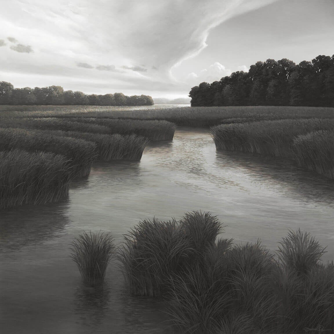 A Lingering Light – Landscape painting by Damon Pla