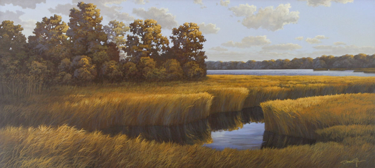 The Stillness of August – Original landscape painting by Damon Pla
