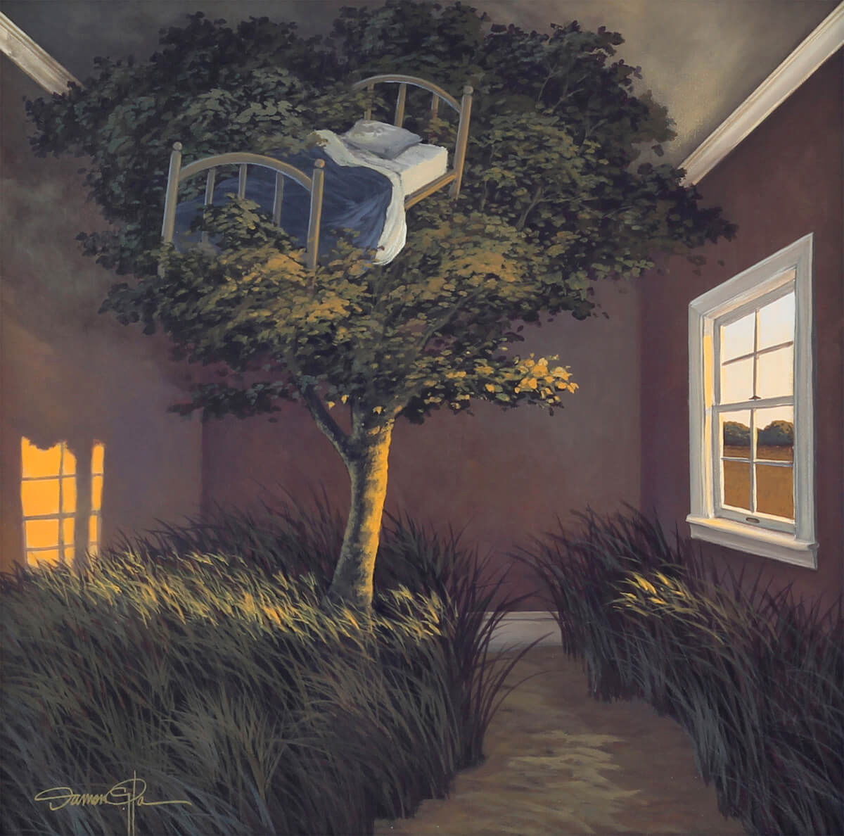 A Year of Sleep – Original surreal painting by Damon Pla