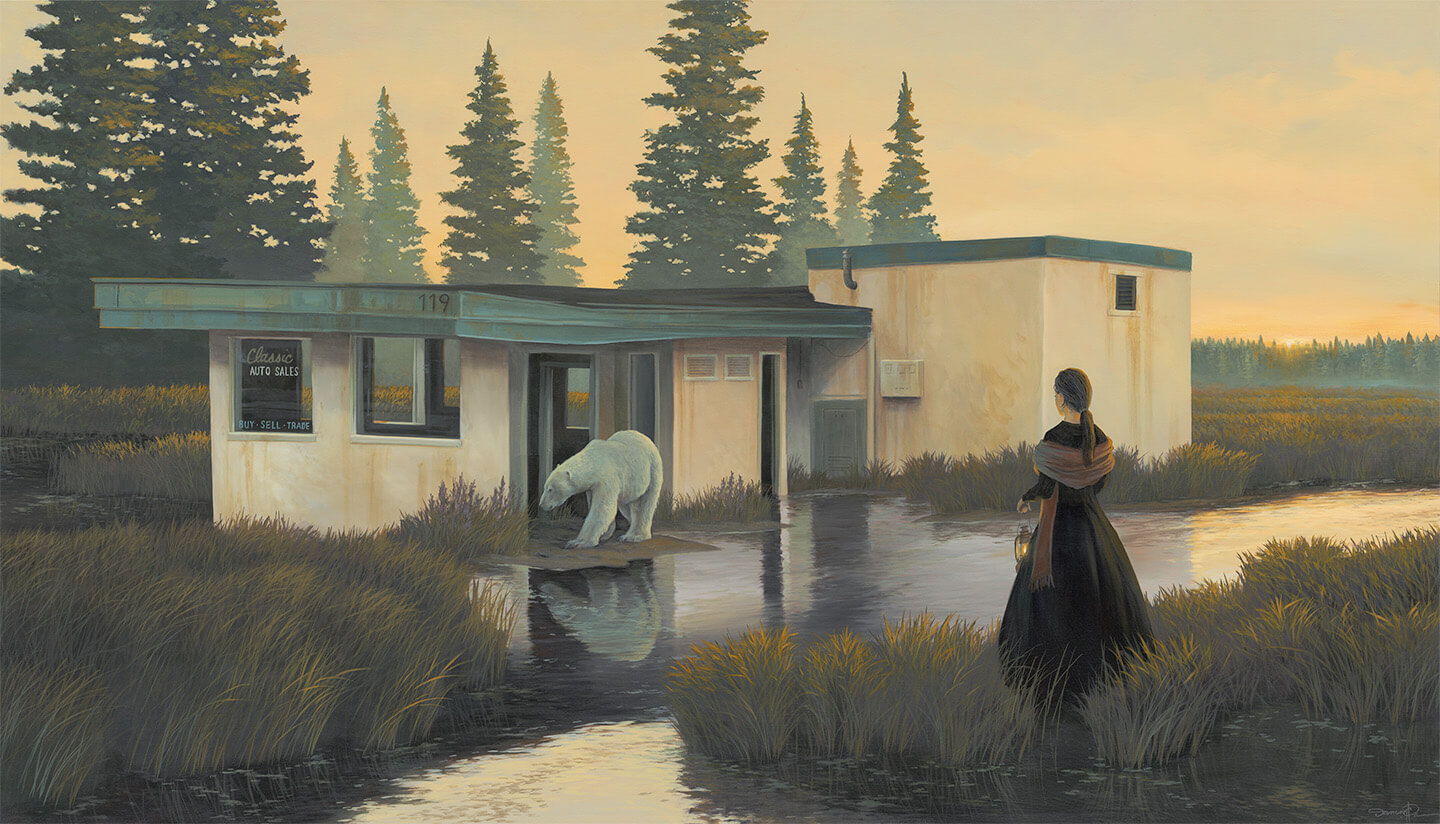 Encounter – Original surreal painting by Damon Pla