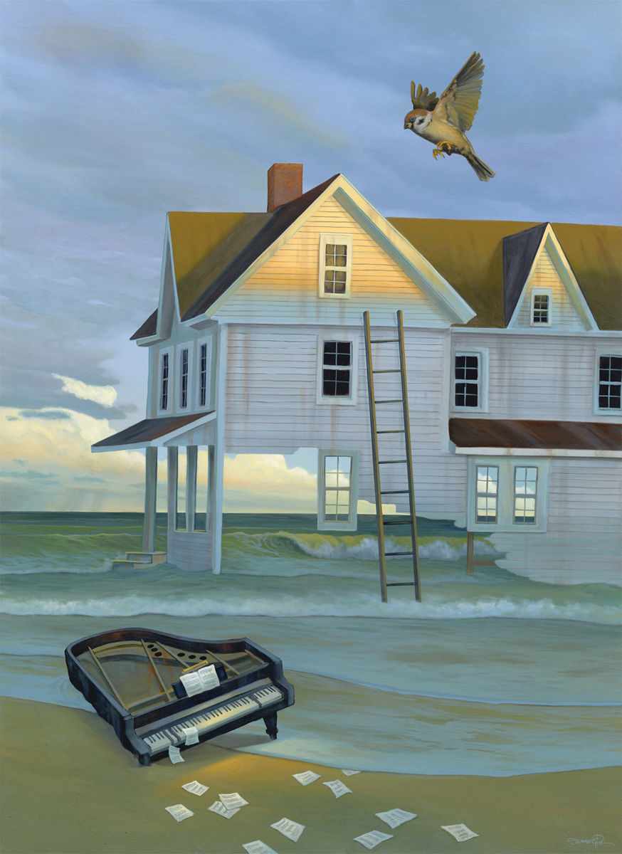 The Memory of Leaving Home – Original surreal painting by Damon Pla
